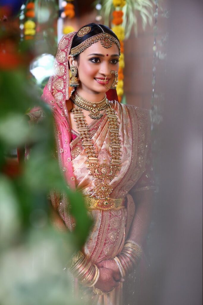 Photo of South Indian fusion bride in kanjivaram saree