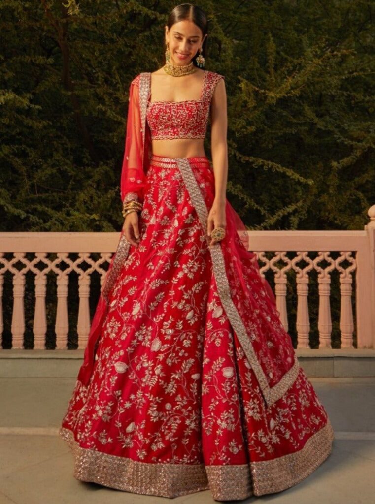 Pink Embroidered Chintz Lehenga Set – M