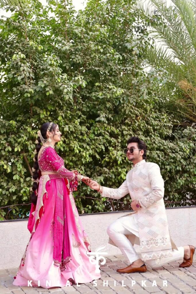 Pink Lehenga with ombre shading