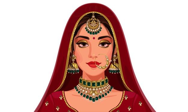 Premium Vector | Beautiful indian bride portrait