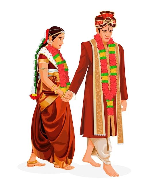 Premium Vector | Indian wedding couple satphera ceremony