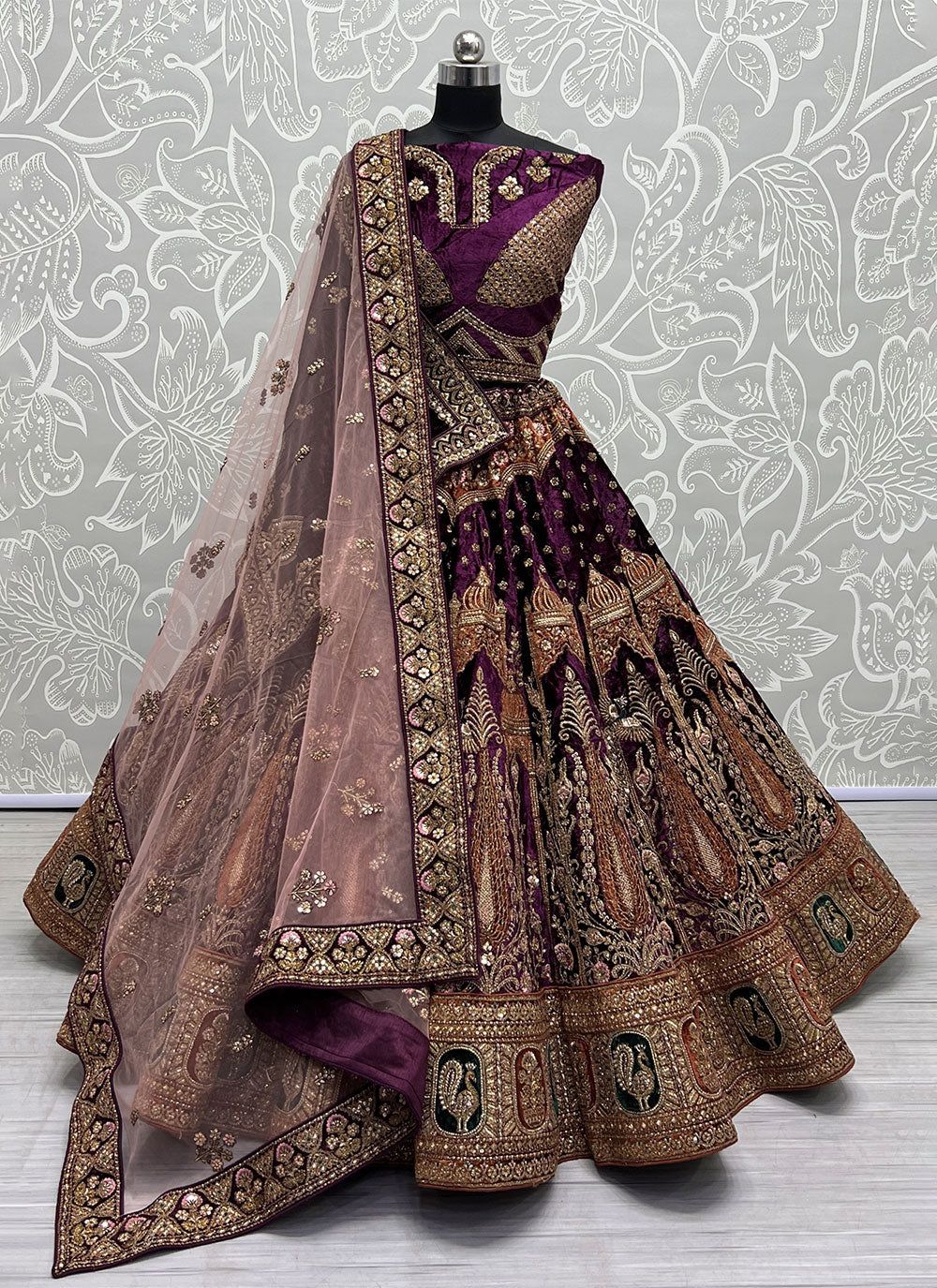 embroidered bridal lehenga