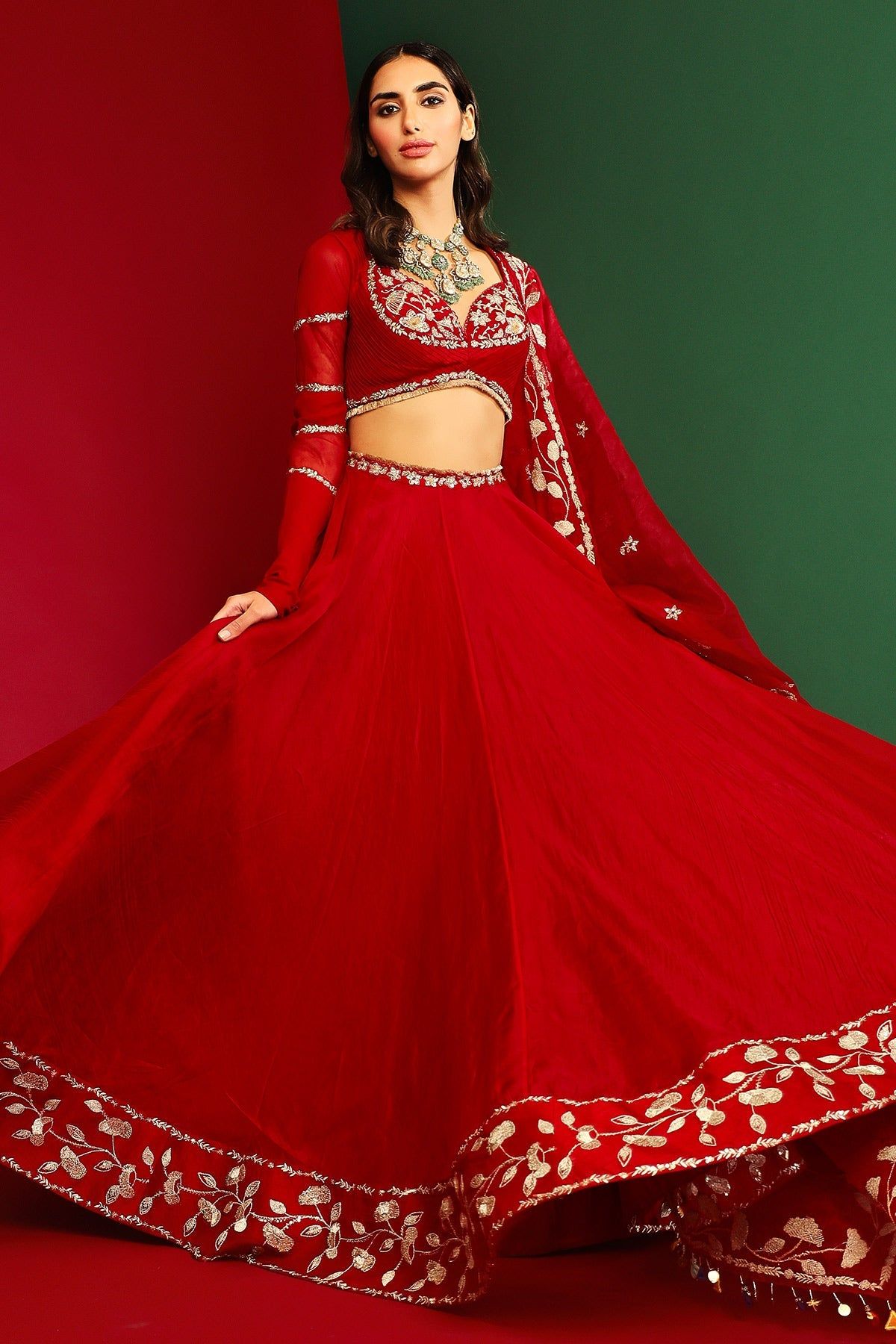 embroidered bridal lehenga