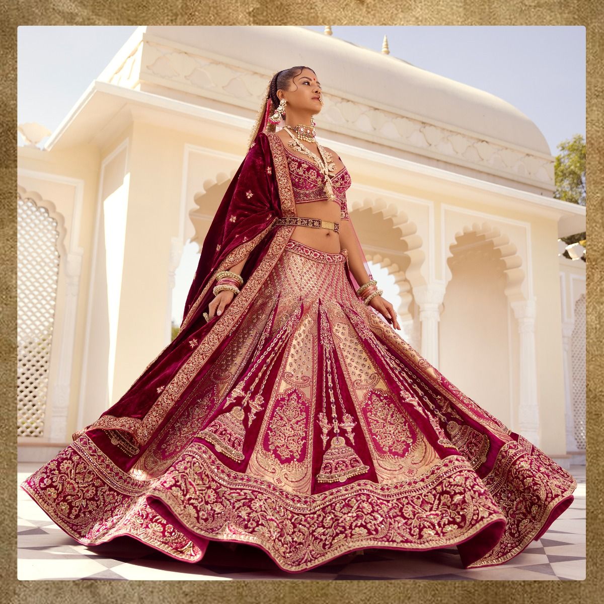 embroidered bridal lehenga