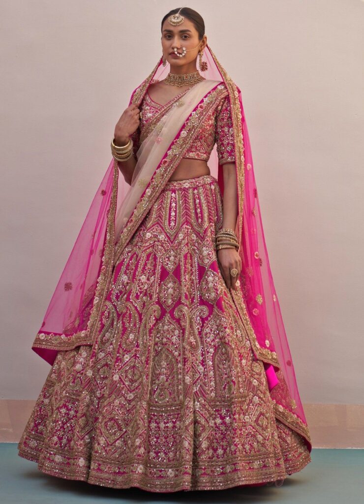 Rani Pink Double Dupatta Lehenga Set – MySize