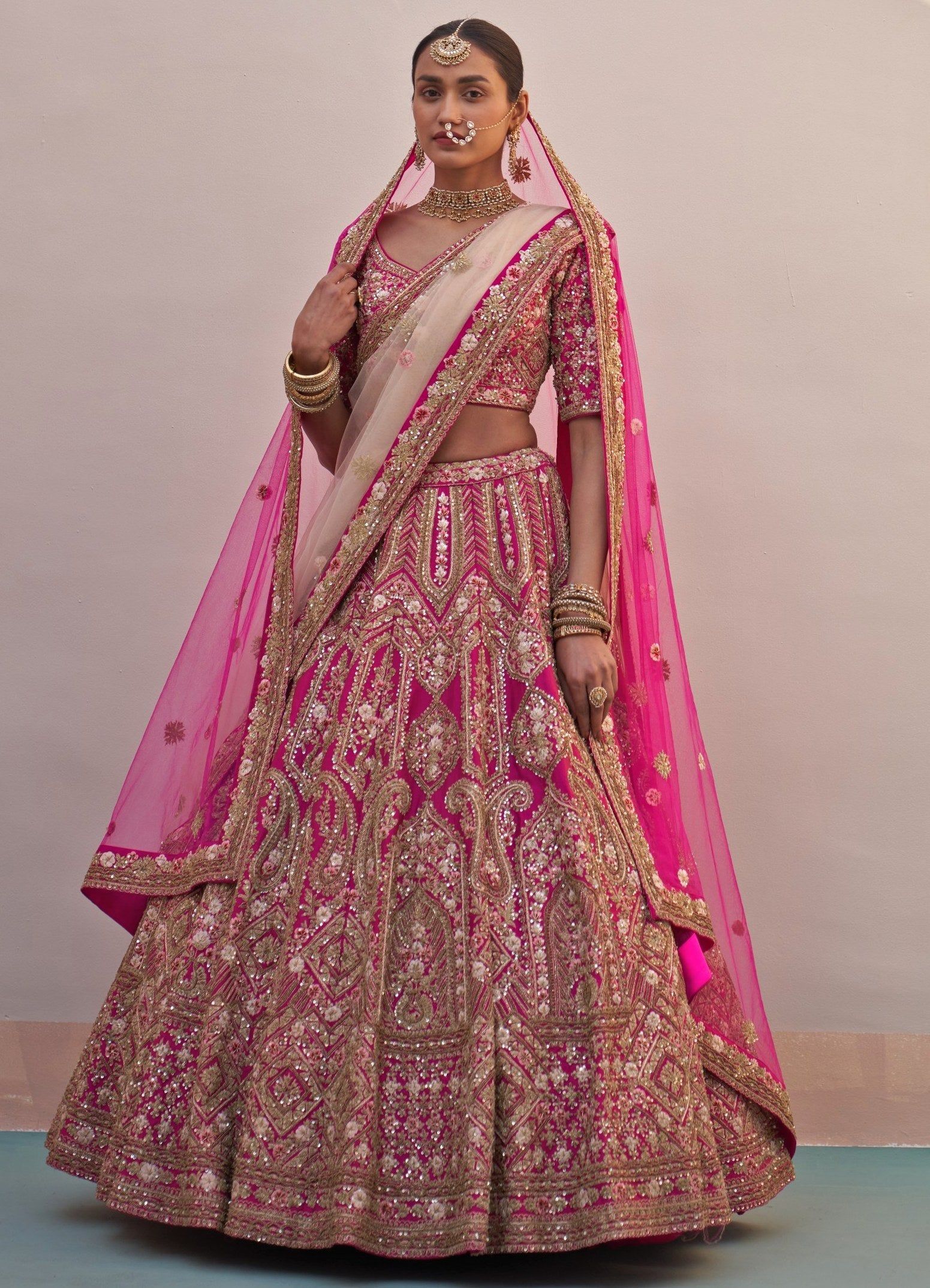 embroidered bridal lehenga