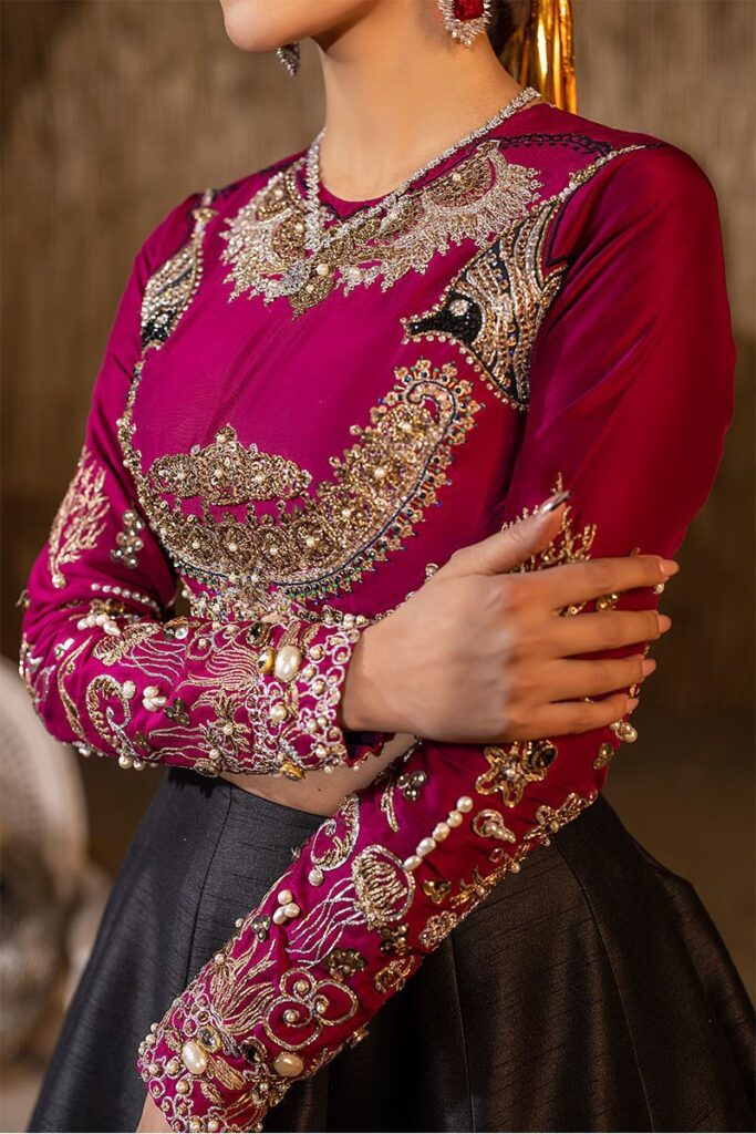 Raw Silk Black Lehenga Choli Pakistani Wedding Dresses – MEDIUM