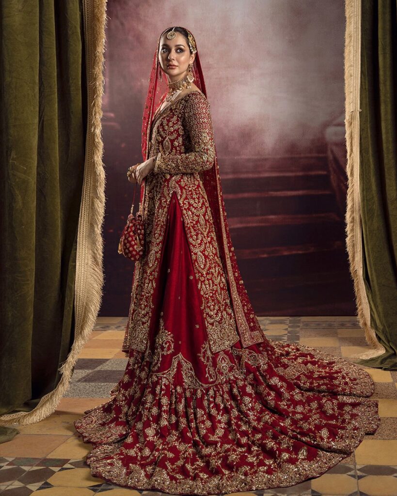 Raw Silk Bridal Gharara with Chiffon Kameez and Net Dupatta Red Pakistani Bridal Dress