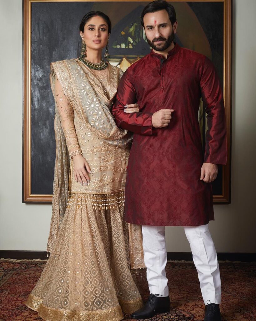 Real-Life Begum-Nawab Kareena and Saif Ali Khan Posed For An Epic Diwali Portrait