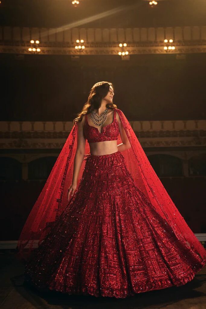 Red Sequin Lehenga Set – 2 / Regular