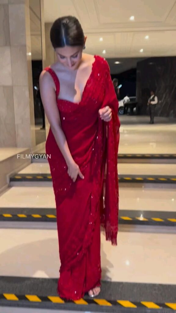 Red designer saree