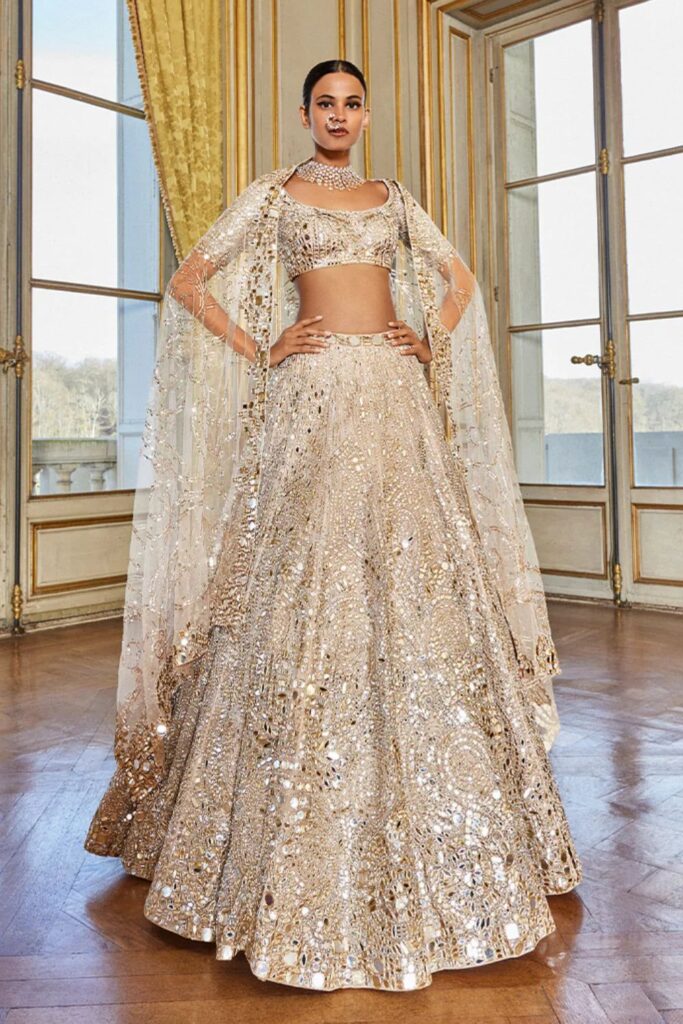 Rose Gold Mirror Work Lehenga Set – 14 / Tall