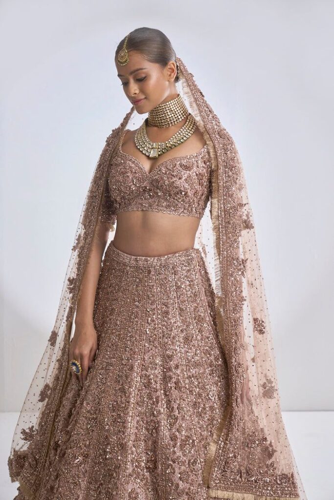 Rose Gold Three-Dimensional Lehenga Set – Rose Gold / XS / 38