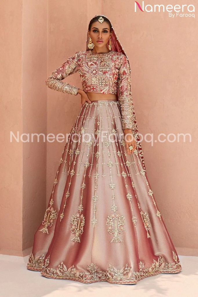 Rust Pakistani Bridal Silk Lehenga Choli Dress #BN138