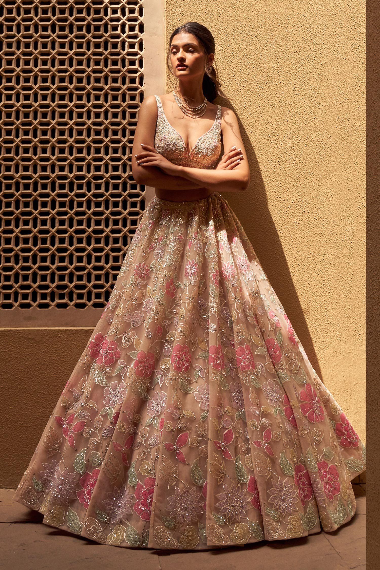 embroidered bridal lehenga