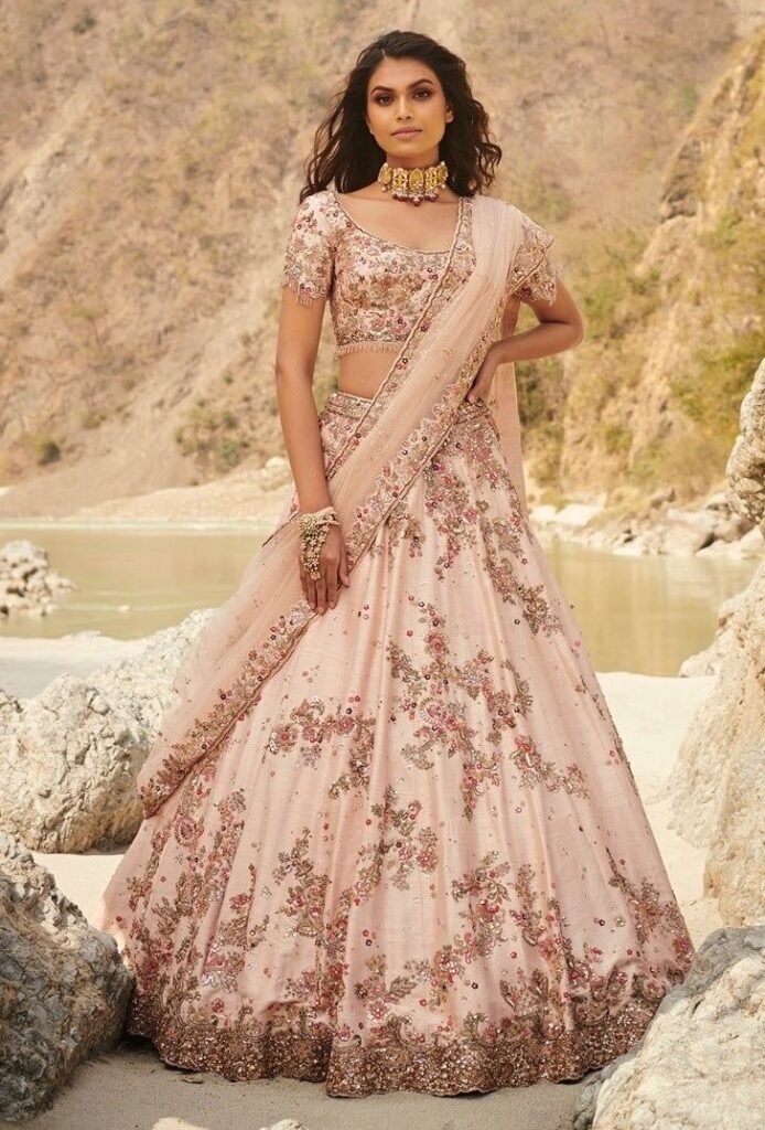 Sepia Powder Pink Lehenga Set – L