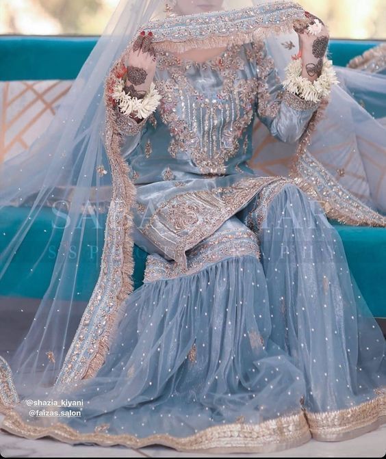 Shazia Kiyani Inspired Blue Nikah Gharara – Etsy