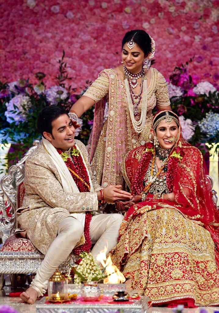 Shloka Mehta’s Sangeet Outfit Had Her And Akash’s Love Story Embellished On It With 50,000 Crystals