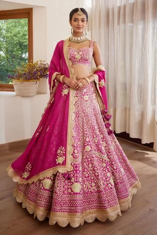 Shyam Narayan Prasad Lehenga Set | Women, Lehengas, Classic Lehengas, Bridal Lehengas, Pink, Zari, Silk And Net, Sweetheart Neck