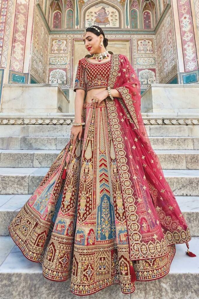 Silk Fabric Wonderful Bridal Look Lehenga In Maroon Color – Red / Silk / Embroidery