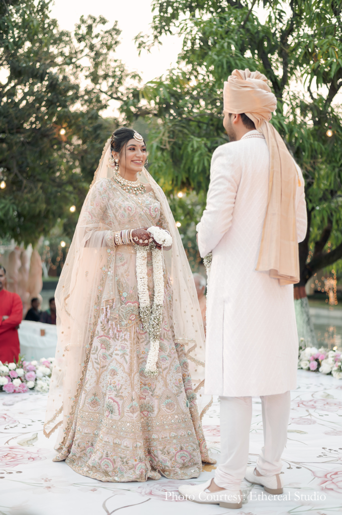 Soft beige bridal lehenga