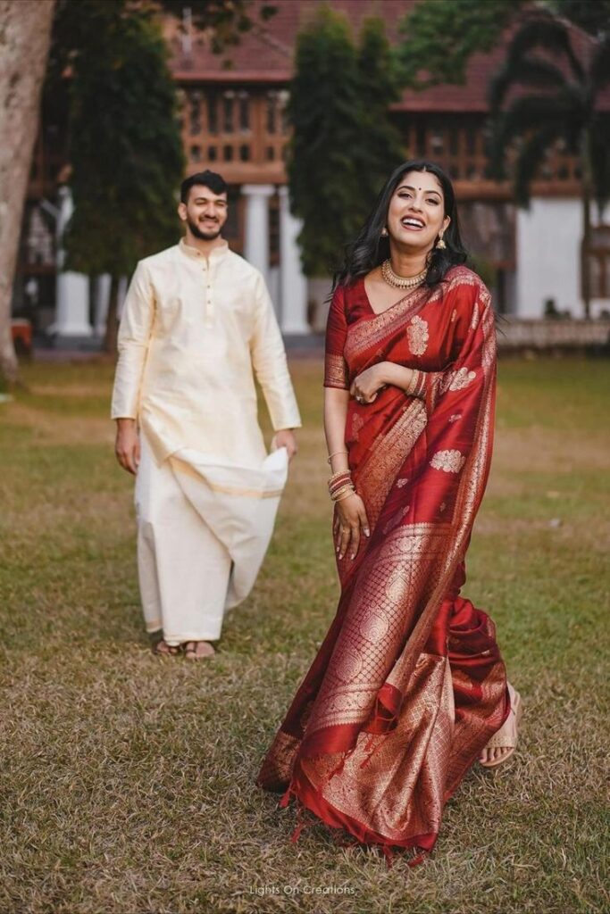 South Indian Bride & Groom In Minimal Outfits