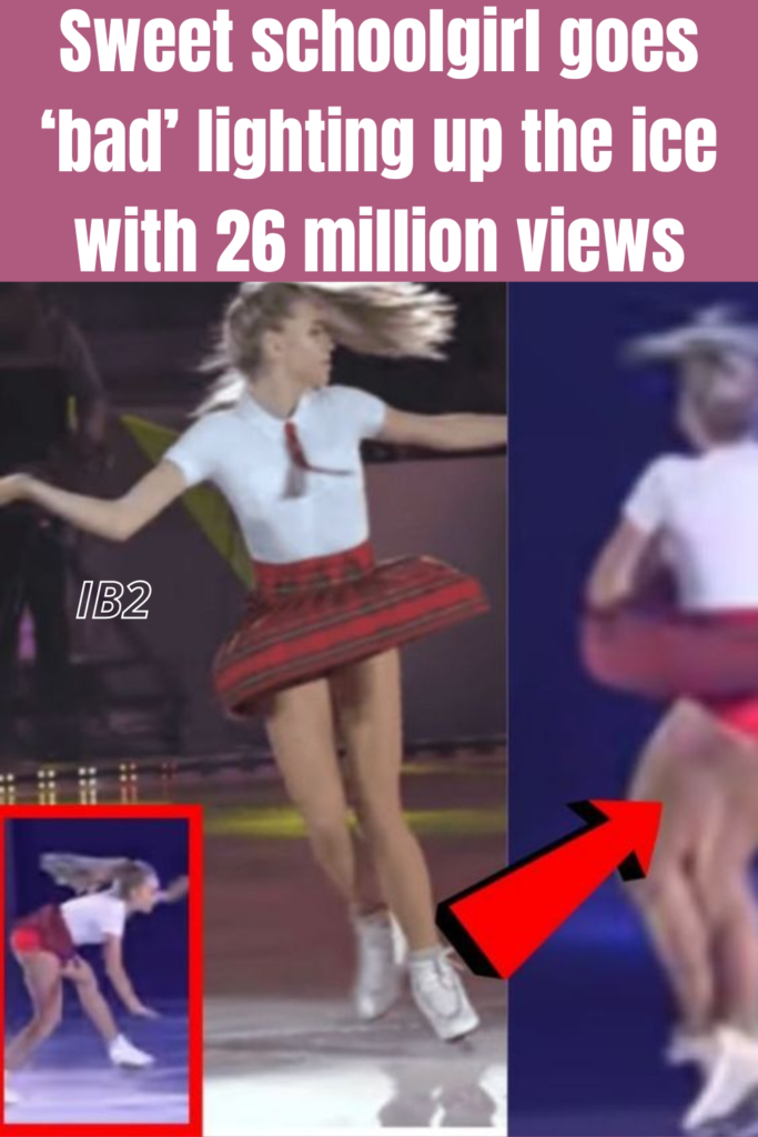 Sweet schoolgirl goes ‘bad’ lighting up the ice with 26 million views