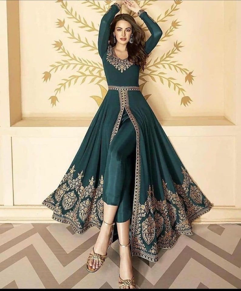 Teal Punjabi Suit, Anarkali Suit. Indian Wedding Reception Mehendi Party Wear Suit, Pakistani Suit, Stitched Salwar Kameez – Etsy