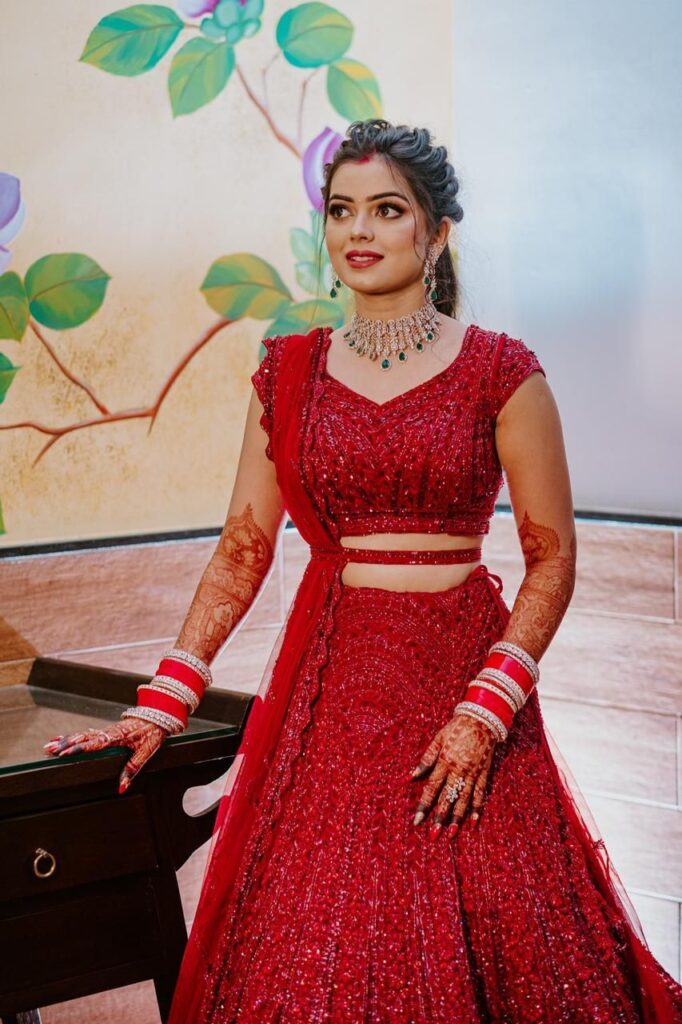 This Bride Wore The Monochrome Red Lehenga Better Than Priyanka Chopra! – Wedbook