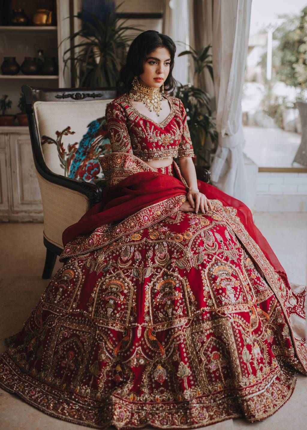 embroidered bridal lehenga