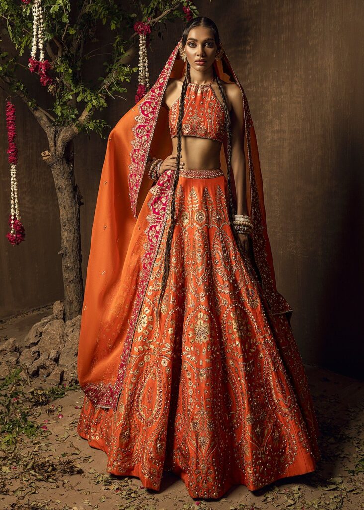 ZGW1415 Orange Adonis Lehenga