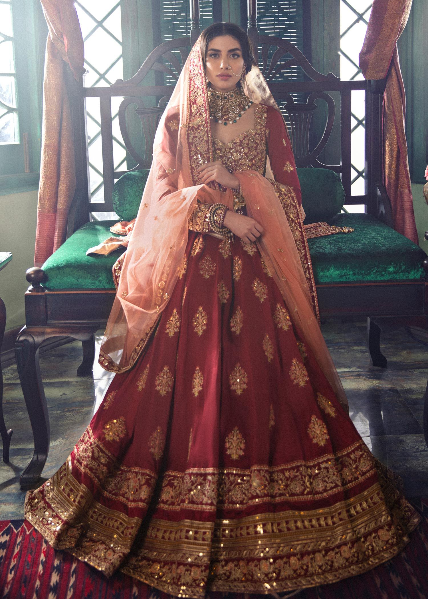 embroidered bridal lehenga