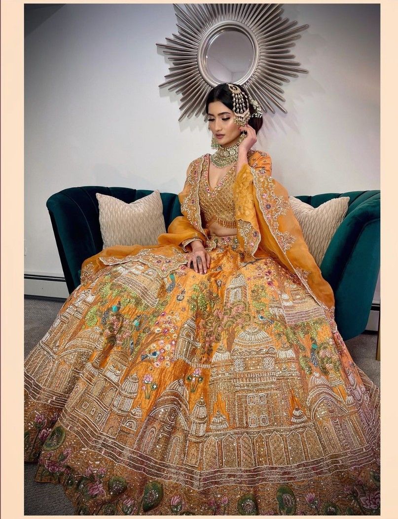 embroidered bridal lehenga