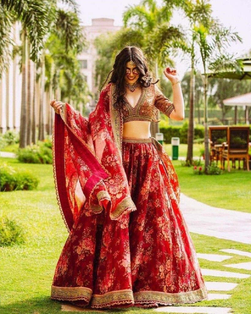 lehenga choli for women Red Organza silk wedding bridal lengha sari Designer Bollywood inspired latest trending ghagra choli with dupatta